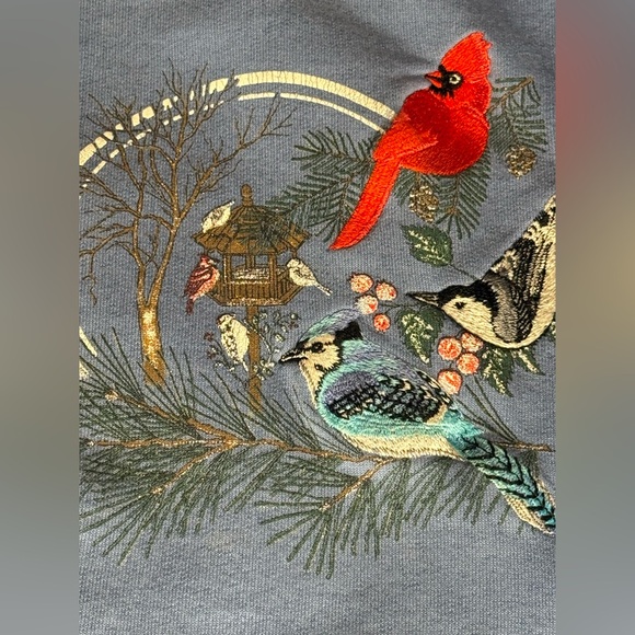 Vintage National Wildlife Federation Bird Embroidered Button Front Sweatshirt L - Picture 6 of 10